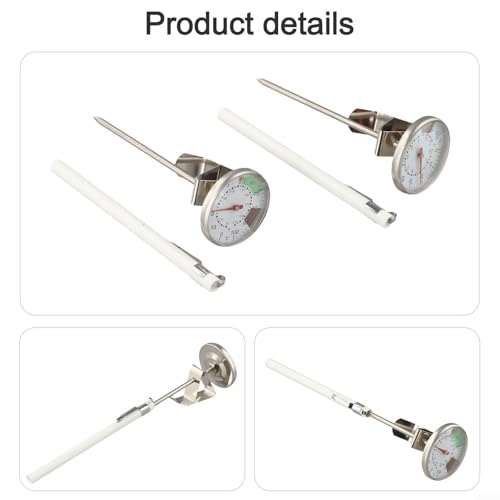 2 Pack Milk Frothing Thermometer Coffee Steel Probe Type with Clip Latte Chocolate from 30 to 210f Gadget Pitcher