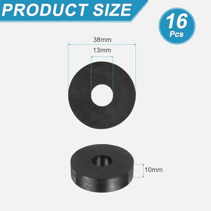 uxcell 16 Pcs Rubber Spacers 38mm OD x 13mm ID x 10mm Height Round Anti Vibration Spacer Rubber Bushing Grommets - size: 38mm OD x 13mm ID x 10mm Height