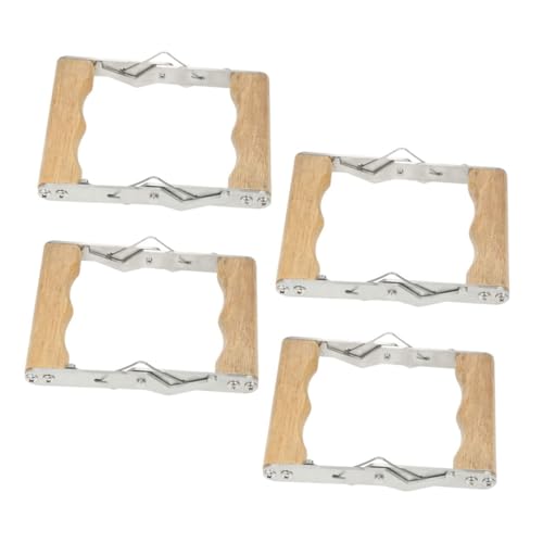 VICASKY 4pcs Beekeeping Frame Gripper Stainless Metal Hive Holder with Wooden Handle Beekeeping Tool for Hive Frame Lifting and Harvesting Equipment