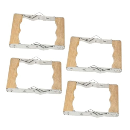 VICASKY 4pcs Beekeeping Frame Gripper Stainless Metal Hive Holder with Wooden Handle Beekeeping Tool for Hive Frame Lifting and Harvesting Equipment