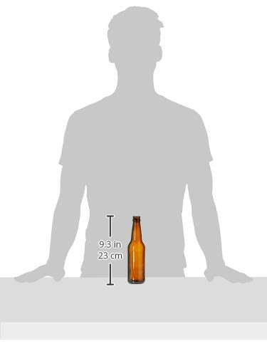 FastRack Amber Beer Bottles 12oz (Pack of 24) | Longneck Glass Beer Bottles with Pry-off Crown Finish for Home Brewing Mead, Cider & Kombucha | Durable Brewing Bottle & Bottling Kit