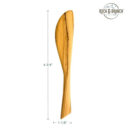 Totally Bamboo Rock & Branch Olive Wood Cheese Spreader Knife, Wooden Kitchen Spreader for Butter, Dips, Soft Cheese, Jams and More, 6-3/4" Long