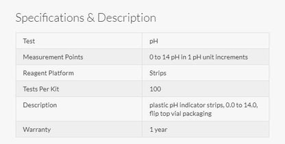 5920040 pHydrion 9800 Plastic pH Indicator Strips, 0.0 to 14.0, flip top Vial Packaging - style: 0 to 14 pH in 1 pH unit increments