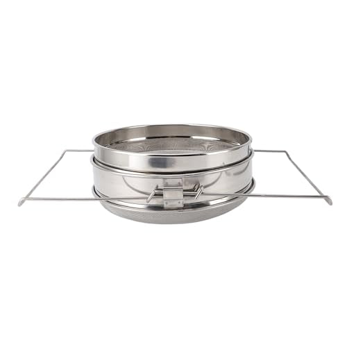 Stainless Steel Honey Strainer Double Sieve Mesh Filter Beekeeping Equipment Tools with Dual Screen Design, Extendable Arm (9.8 16.3 Inches) for 5 Gallon Buckets,