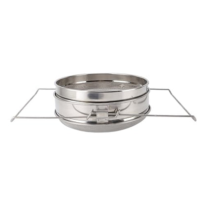 Stainless Steel Honey Strainer Double Sieve Mesh Filter Beekeeping Equipment Tools with Dual Screen Design, Extendable Arm (9.8 16.3 Inches) for 5 Gallon Buckets,