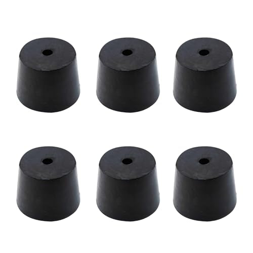 6Pcs Solid Rubber Stopper Bungs with Hole 27mm to 34mm Solid Test Tubes Bungs Stopper for Flask, Plug Holes and Test Tube(Black) - size: 27mm to 34mm