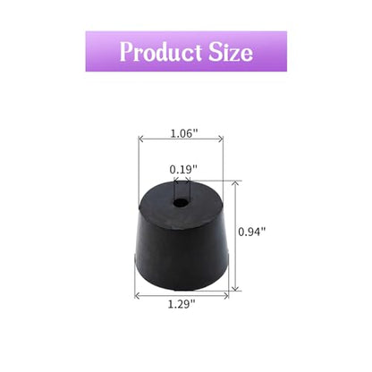 6Pcs Solid Rubber Stopper Bungs with Hole 27mm to 34mm Solid Test Tubes Bungs Stopper for Flask, Plug Holes and Test Tube(Black) - size: 27mm to 34mm