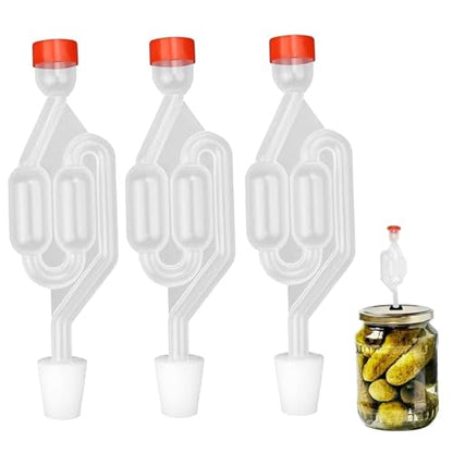 3Pcs Airlocks for Fermenting, S-Shaped Bubble Airlock Set with Rubber Stoppers, Used for Brewing Wine, Beer, Sauerkraut, Pickles