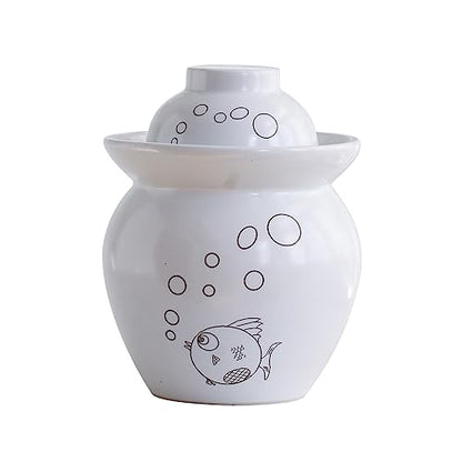 Chinese Pickle Jar Ceramic Jar with Lid, Fermentation Kit Crock with Water Seal Airlock Lid, Fermentation Jar for Pickles, Kimchi, Sauerkraut, Kombucha Jar Paocai Ja red-7Kg - color: White, size: 7Kg