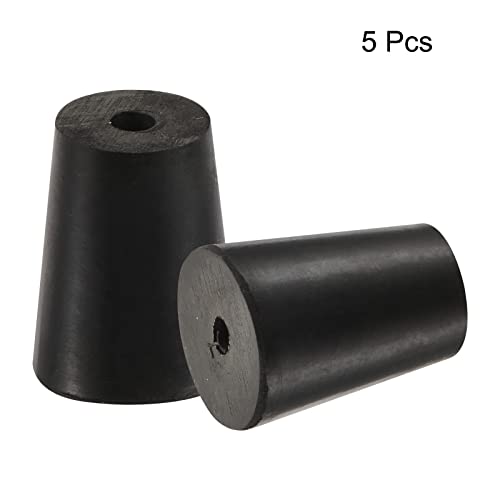 MECCANIXITY Rubber Tapered Plug 14mm to 19mm with Hole Test Tubes Bungs Stopper Black for Lab Home 5 Pieces - size: 14mm - 19mm