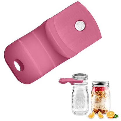 Mason Jar Opener and Canning Tool, Compatible with Mason Jar Lids, Releases Vacuum Seal on Wide Mouth and Regular Mouth, Magnetic Lid Lifter for Canning, Pickling (Peach Pink) - color: Peach Pink