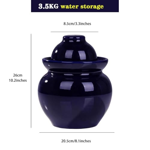 Traditional Water-Sealed Pickle Jar, Large-Diameter Portable Fermentation Crock, Pickled Korean Kimchi, High-Temperature Firing, Hand-Glazed(3.5kg/123.4oz) - size: 3.5kg/123.4oz