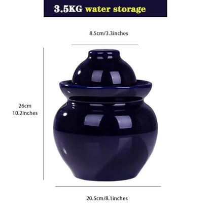 Traditional Water-Sealed Pickle Jar, Large-Diameter Portable Fermentation Crock, Pickled Korean Kimchi, High-Temperature Firing, Hand-Glazed(3.5kg/123.4oz) - size: 3.5kg/123.4oz