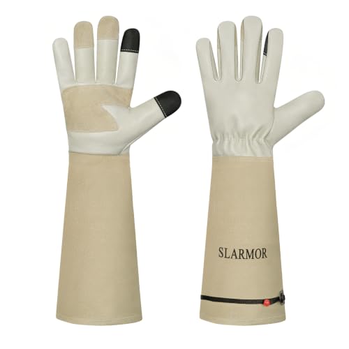 Long Gardening-Gloves Women/Men-Thorn proof Rose Pruning Heavy Duty Gauntlet, Best Garden Gifts for Gardener-S - color: Apricot, size: Small (Pack of 1)