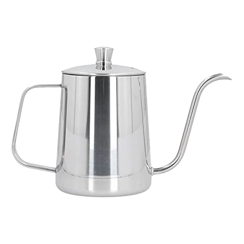 304 Stainless Steel Coffee Kettle, 600ml Gooseneck Pour Over Coffee Pot with Ergonomic Handle and Thermometer Hole, for Home Kitchen Brewing