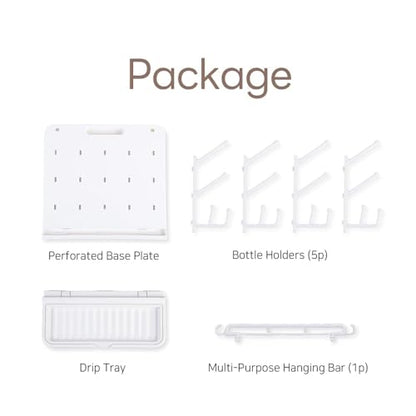 LUNELL Baby Bottle Drying Rack 20 Hooks Space-Saving Vertical Brush Holder | Drip Tray, Countertop Organizer, Pump Parts, Pacifiers, Nipples, Baby Feeding Accessories, Ivory White