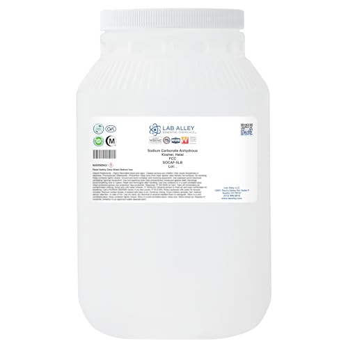Lab Alley Sodium Carbonate Anhydrous FCC, Kosher, Halal, Water Softener, Food Additive, Cleaning Agent, and Laboratory Reagent (5 Pounds) - size: 5 Pounds