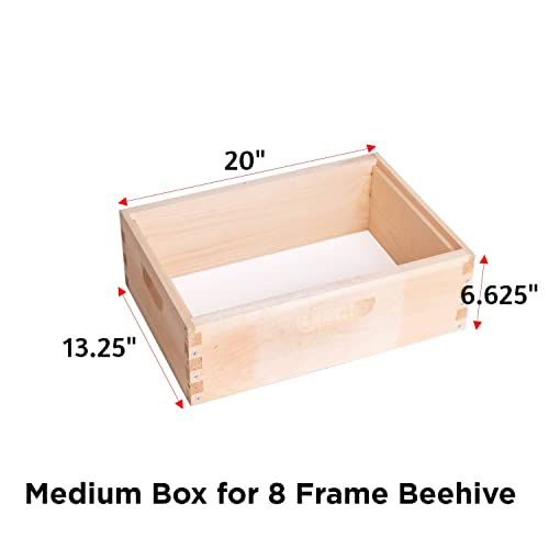 Lehman's Stoney Acres Beekeeping Beehive Box, 8 Frame Medium Assembled Super or Brood Honeybee Hive Box, Amish Made
