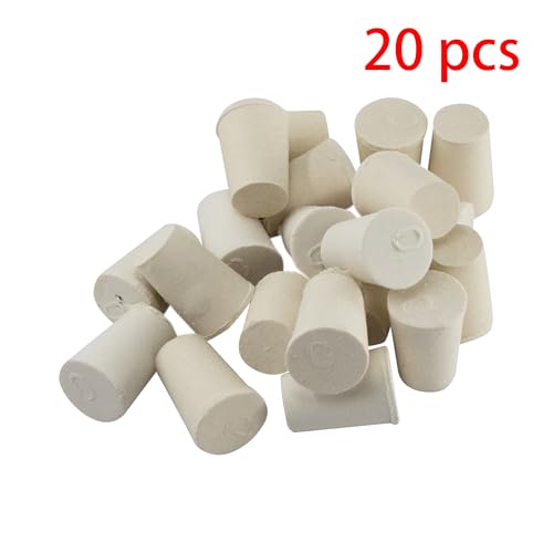 White Tapered Shaped Solid Rubber Stopper, Size 0#" 0.7x0.5x0.9inch / 17x13x24mm, 20 per Package - size: 0#,20pcs