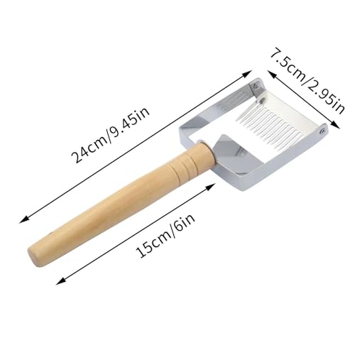 Stainless Steel Honey Fork, Wooden Handle Uncapping Fork Tool, Adjustable Pins Scraper with, Metal Beekeeping Forks, Apiary Tool Forks with Classic Design, Honey Extraction for Frames