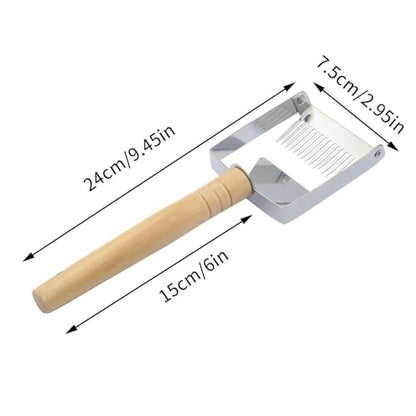 Stainless Steel Honey Fork, Wooden Handle Uncapping Fork Tool, Adjustable Pins Scraper with, Metal Beekeeping Forks, Apiary Tool Forks with Classic Design, Honey Extraction for Frames
