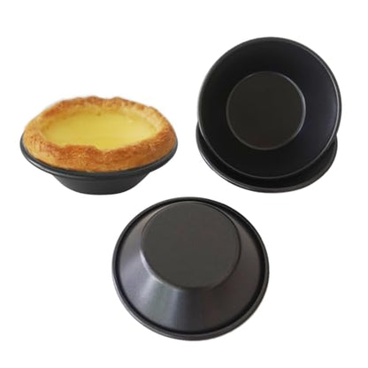 8 Pack Egg Tart Molds, 3 Inch Carbon Steel Tart Pans, Reusable Cake Baking Tin for Pies, Tartlet, Quiches, Pastel de Nata - Black - color: Black