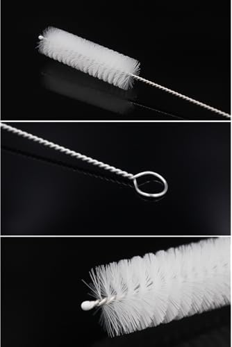 16 Pieces Bottle Brush Set, Nylon Bottle Brush with Flexible Stainless Steel Handle, Small and Long Handle Brush for Washing Narrow Neck Bottle, Straw, Pipes, Cup, Tube, Sink (White) - color: White