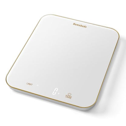 Homebuds 33lb Digital Food Scale Grams and Ounces in 1g, High Precision Assured by Kitchen Scale Professional Factory Since 2001, Gram Scale for Cooking and Baking, LED, 3*AAA, White by Golden Line - color: white