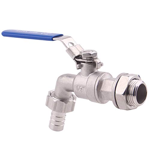 DERNORD Stainless Steel Ball Valve - 1/2 Inch Weldless Bulkhead for Building Home Brew Kettle/Mash Tun