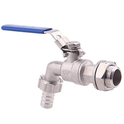 DERNORD Stainless Steel Ball Valve - 1/2 Inch Weldless Bulkhead for Building Home Brew Kettle/Mash Tun