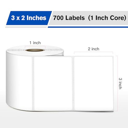 L LIKED 3" x 2" Thermal Labels, Blank Removable Labels with No Residue, Water and Oil Resistant, Use for Both Home and Office (1 Roll, 700 Labels) - size: 3x2-700