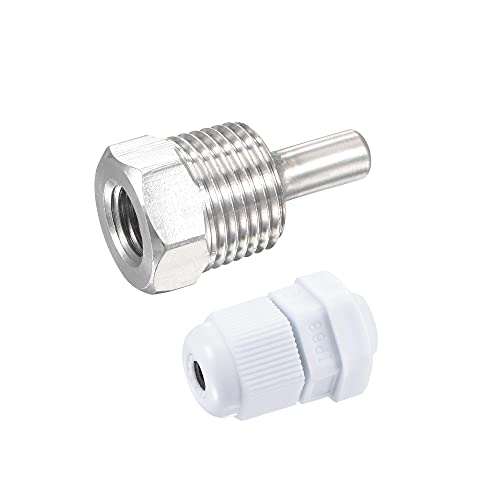 uxcell 8mm Dia G1/2 Thermowell Weldless Stainless Steel 304 with Cable Gland 30mm Length for Beer Fermenter, White - color: White, size: G1/2 x 30mm