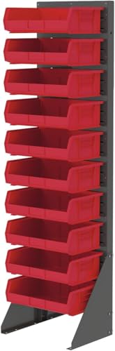 Akro-Mils 30255 AkroBins Plastic Storage Bins, Space-Saving Stackable Bins for Garage, Pantry, Craft Organization, 11" x 16" x 5", Red, 6-Pack - color: Red