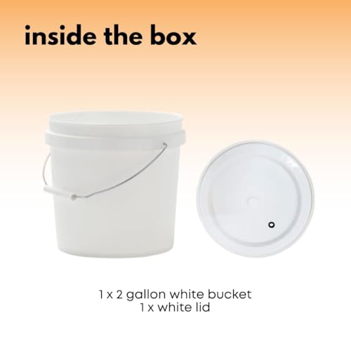 Fastrack 2 Gallon Fermenting Bucket with Lid | White | Food Grade Plastic Container with Handle | BPA-Free for Beer, Wine, Beverages & Food Storage