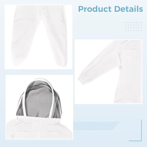 Young Beekeeper'S Bee Suit with Gloves, Full Body Protective Beekeeping Outfit, Breathable, White, 15.7 X 11.8 X 0.8 in