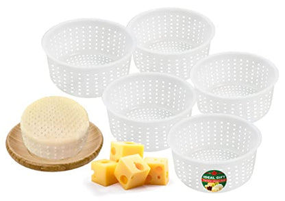 PetriStor 5 pcs Soft Cheese Mold for Cheese Making 0.8QT - Small Cheese Molds - Homemade Cheese Making Supplies - Cream Cheese Form Mold - Moldes Para Queso Fresco Casero - Feta Cheese Making Basket