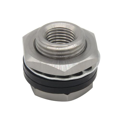 Stainless Steel Bulkhead Fitting 3/8" NPT Female Bulked Coupler Thru-Bulk Tank Fitting Connector (Pack of 2) - size: 3/8" NPT Female to 1.14" Length