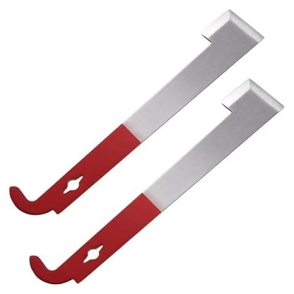 MUSM 26.67cm Beekeeping J-Type Hook Tool, Steel Hive Scraper for Frame Prying, Propolis Removal, and Hive Box Separation, Red Handle