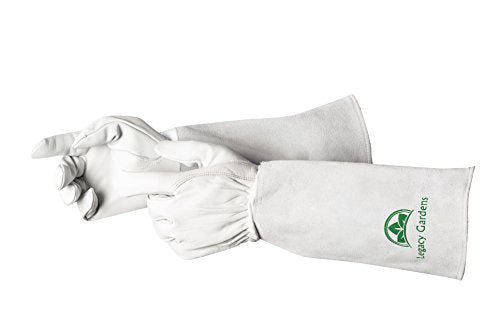 Leather Gardening Gloves for Women & Men, Long Garden Gloves, Cowhide Gauntlet Rose Pruning Thorn Resistant, Forearm Protection, Medium, Natural - color: Standard, size: Medium