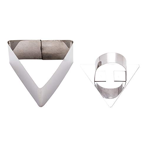 Restaurantware Pastry Tek 3.2 x 1.3 x 1.5 Inch Cake Ring Mold 1 Triangle Cooking Ring With Food Press - Small Dishwasher-Safe Stainless Steel Mousse Mold Oven-Safe For Pancakes or Cheesecakes - style: Triangle