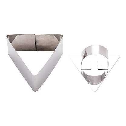 Restaurantware Pastry Tek 3.2 x 1.3 x 1.5 Inch Cake Ring Mold 1 Triangle Cooking Ring With Food Press - Small Dishwasher-Safe Stainless Steel Mousse Mold Oven-Safe For Pancakes or Cheesecakes - style: Triangle