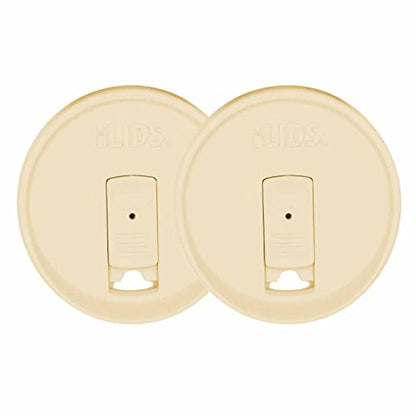 Wide-Mouth Mason Jar Drink Lid - USA Made, BPA-Free, Spill-Resistant for Coffee, Cold Brew & Iced Tea - Fits 3 3/8 in Ball & Kerr Wide Mouth - Pack of 2 - color: Butter