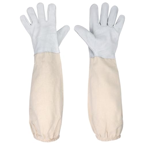 Bee Gloves Protective Leather Beekeeping Supplies Scratch-Resistant Long Sleeve Garden Gloves for Beekeepers Camping Car Mechanic, Bee Keeping