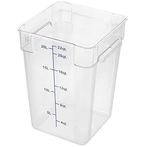 Restaurantware Met Lux 22 Quart Brine Buckets 10 Square Marinating Containers - With Volume Markers Built-In Handles Clear And Blue Plastic Dough Rising Buckets Freezer-Safe Lids Sold Separately - size: 22 Quarts, style: 10 Count