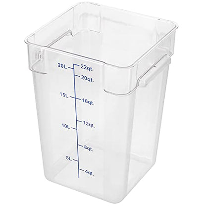 Restaurantware Met Lux 22 Quart Brine Buckets 10 Square Marinating Containers - With Volume Markers Built-In Handles Clear And Blue Plastic Dough Rising Buckets Freezer-Safe Lids Sold Separately - size: 22 Quarts, style: 10 Count