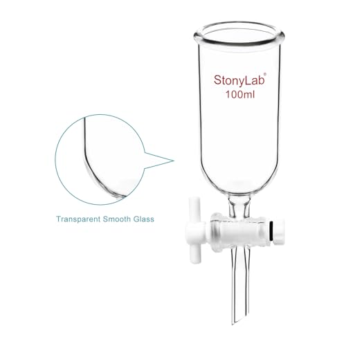 stonylab Dropping Funnel, Borosilicate Glass Burette Funnel with PTFE Stopcock for Laboratory and Home Use, 100 ml - size: 100 ml