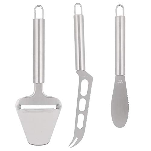 HEEPDD 3Pcs Stainless Steel Cheese Cutter Knife, Butter Scraper Kitchen Gadgets Set, Multifunctional Food Grade Kitchen Tools with Hanging Holes for Home Use