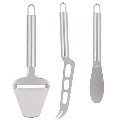 HEEPDD 3Pcs Stainless Steel Cheese Cutter Knife, Butter Scraper Kitchen Gadgets Set, Multifunctional Food Grade Kitchen Tools with Hanging Holes for Home Use