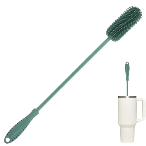15.7" Silicone Bottle Brush, ddLUCK Water Bottle Cleaner Brush for Stanley, Hydroflasks, Glass, Thermos Sports Bottle, Vase and Glassware, Bottle Brush Cleaner for Small Narrow Neck Containers (Green) - color: Long Green