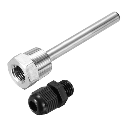 uxcell 8mm Dia G1/2 Thermowell Weldless Stainless Steel 304 with Cable Gland 100mm Length for Beer Fermenter, Black - color: Black, size: G1/2 x 100mm